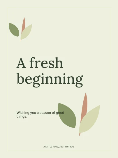 A fresh beginning · Botanical greeting card template