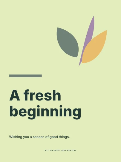A fresh beginning · Geometric greeting card template