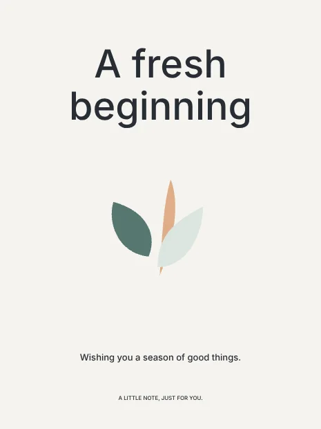 A fresh beginning · Minimal greeting card template