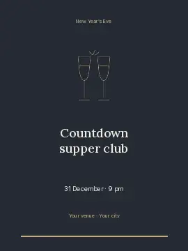 Countdown supper club · Split greeting card template