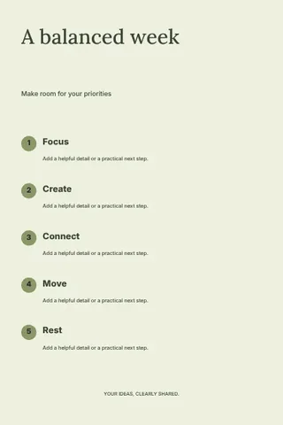 A balanced week · Botanical infographic template