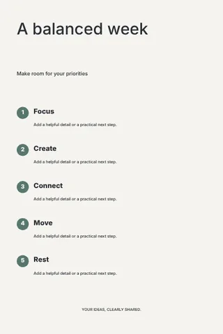 A balanced week · Minimal infographic template