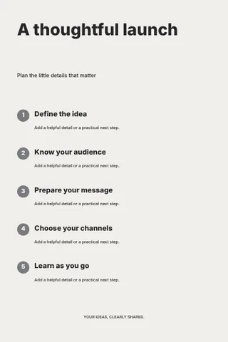A thoughtful launch · Monochrome infographic template