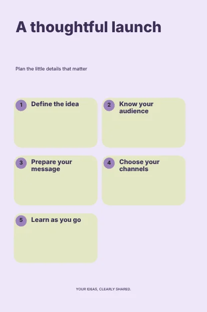A thoughtful launch · Playful infographic template