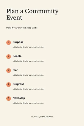 Plan a Community Event · Studio infographic template
