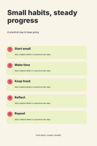 Small habits, steady progress · Bold infographic template