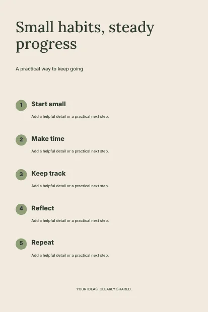 Small habits, steady progress · Editorial infographic template