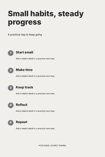 Small habits, steady progress · Monochrome infographic template