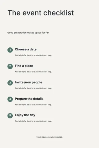 The event checklist · Minimal infographic template