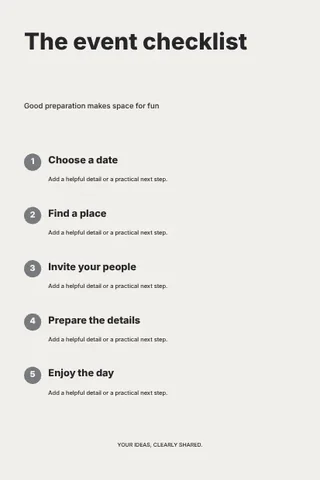 The event checklist · Monochrome infographic template