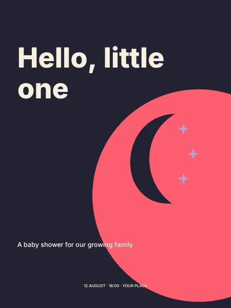 Hello, little one · Bold invitation template
