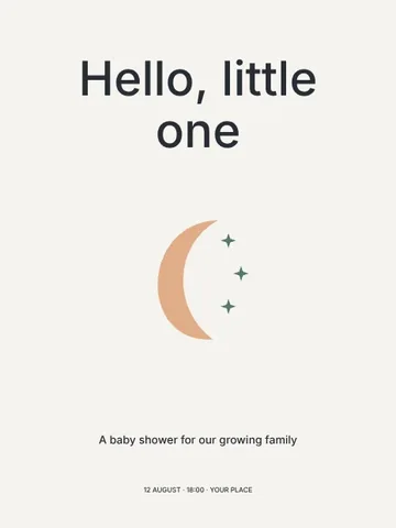 Hello, little one · Minimal invitation template
