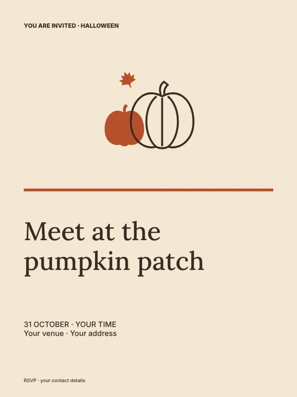 Pumpkin patch visit invitation template