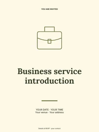 Business service introduction · Centered invitation template