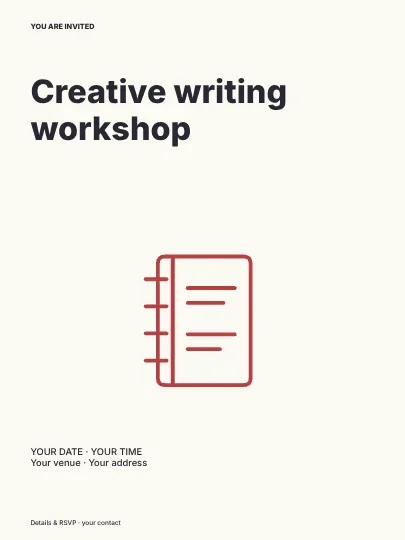Creative writing workshop · Split invitation template