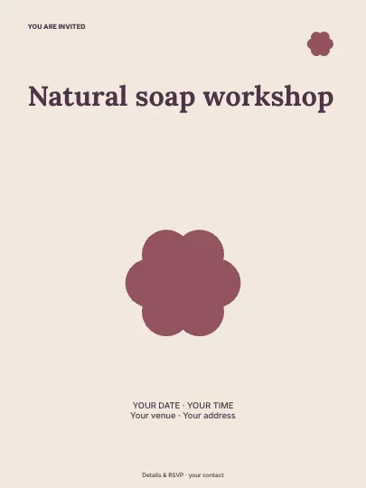 Natural soap workshop · Spotlight invitation template