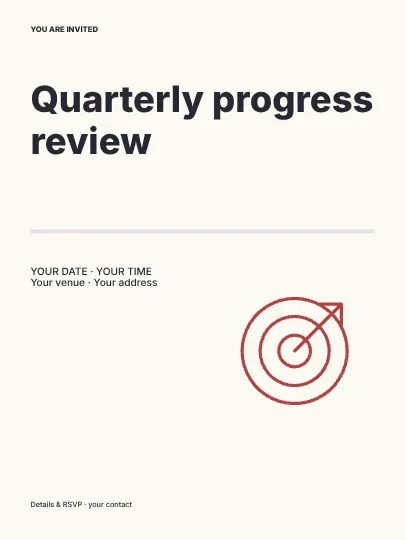 Quarterly progress review · Columns invitation template