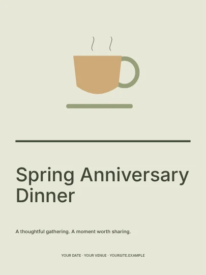 Spring Anniversary Dinner · Linework invitation template