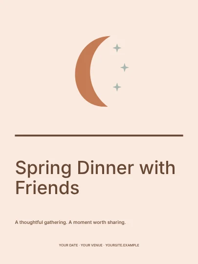 Spring Dinner with Friends · Linework invitation template