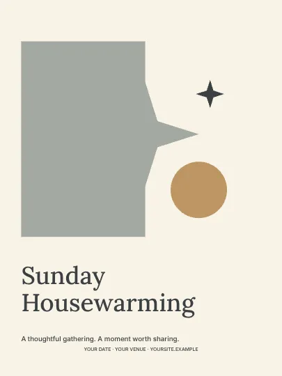 Sunday Housewarming · Studio invitation template