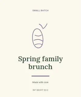 Spring family brunch · Split editorial label template