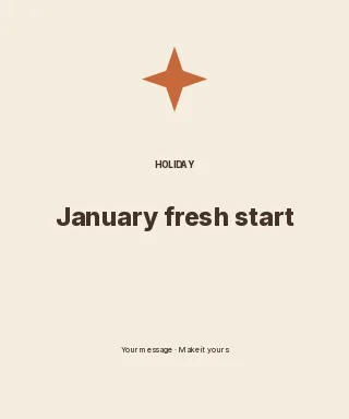 January fresh start · Split editorial label template