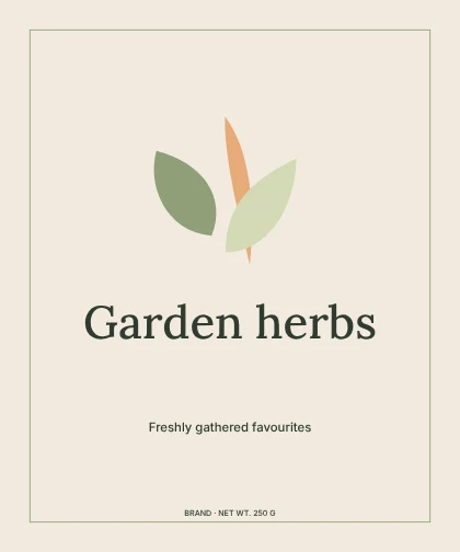 Garden herbs · Editorial label template