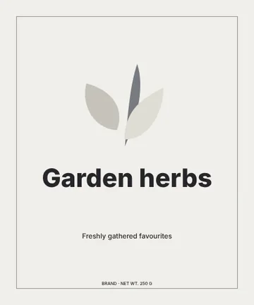 Garden herbs · Monochrome label template