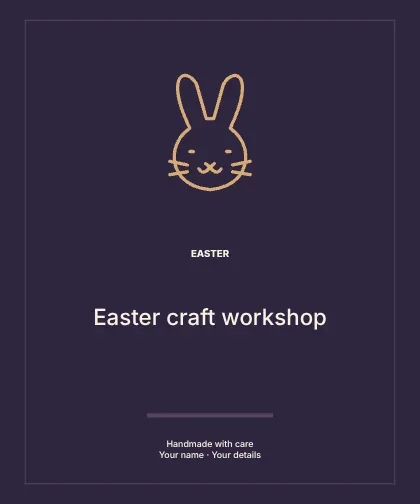 Easter craft workshop · Editorial label template