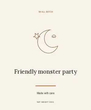 Friendly monster party · Editorial label template
