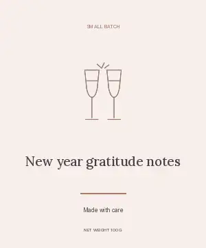 New Year gratitude notes · Editorial label template