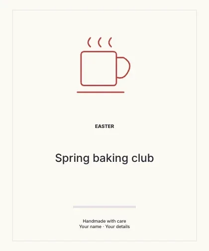Spring baking club · Editorial label template