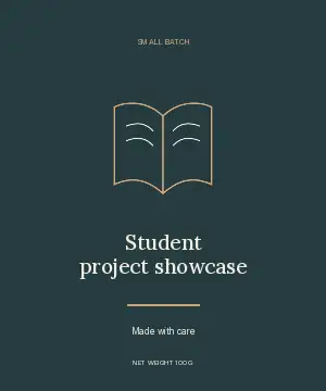 Student project showcase · Editorial label template