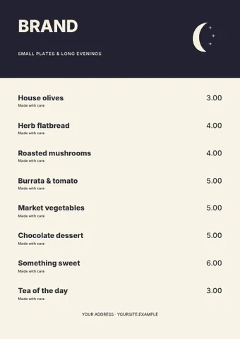 Bistro · Bold menu template