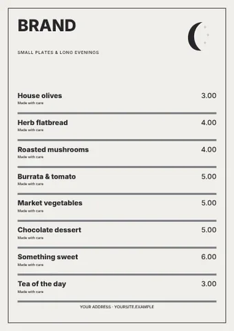 Bistro · Monochrome menu template