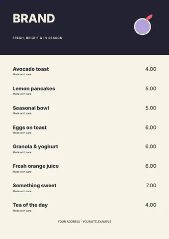 Brunch · Bold menu template