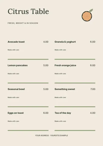 Brunch · Editorial menu template