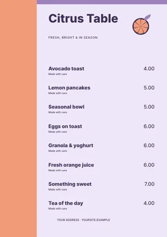 Brunch · Playful menu template