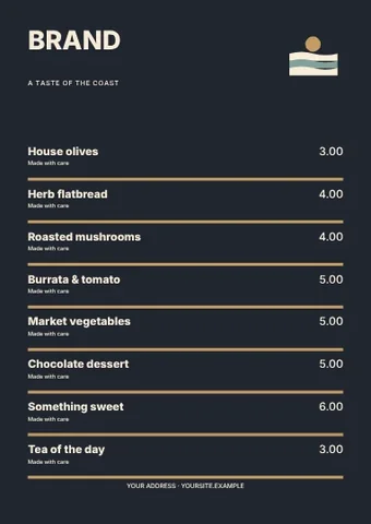 A taste of the coast · Column menu template