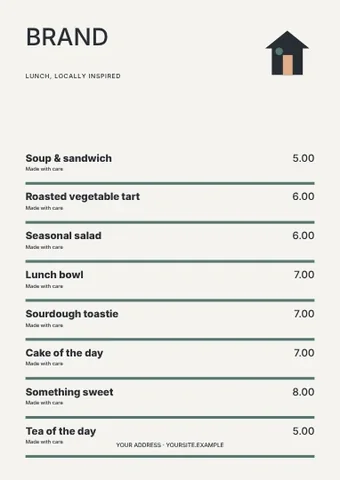 Lunch · Structured menus menu template