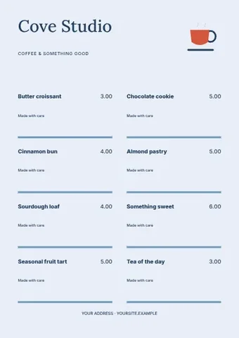 Coffee & something good · Contour menu template