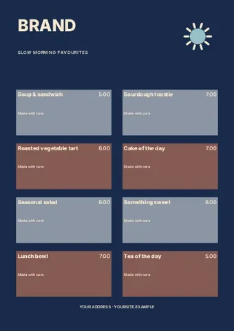 Slow morning favourites · Typographic menu template