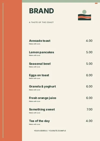A taste of the coast · Modern 3 menu template