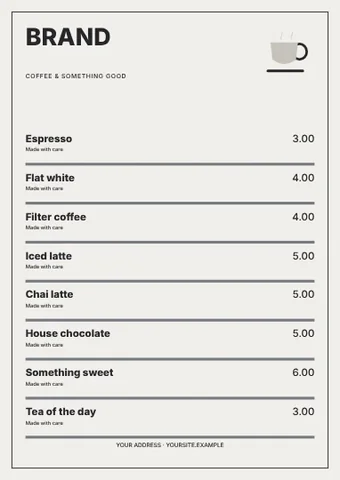Coffee · Monochrome menu template