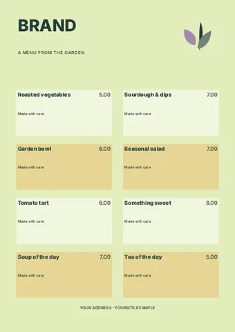 Plant-based · Geometric menu template
