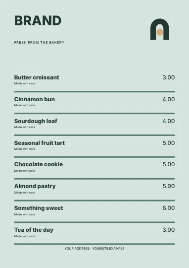 Fresh from the bakery · Column menu template