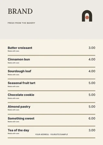 Fresh from the bakery · Studio menu template
