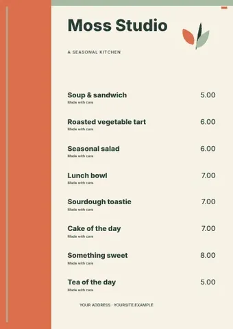 A seasonal kitchen · Modern 2 menu template
