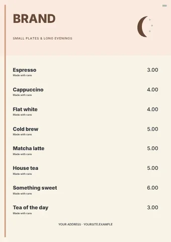 Small plates & long evenings · Medallion 2 menu template