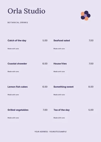 Botanical drinks · Stencil 2 menu template